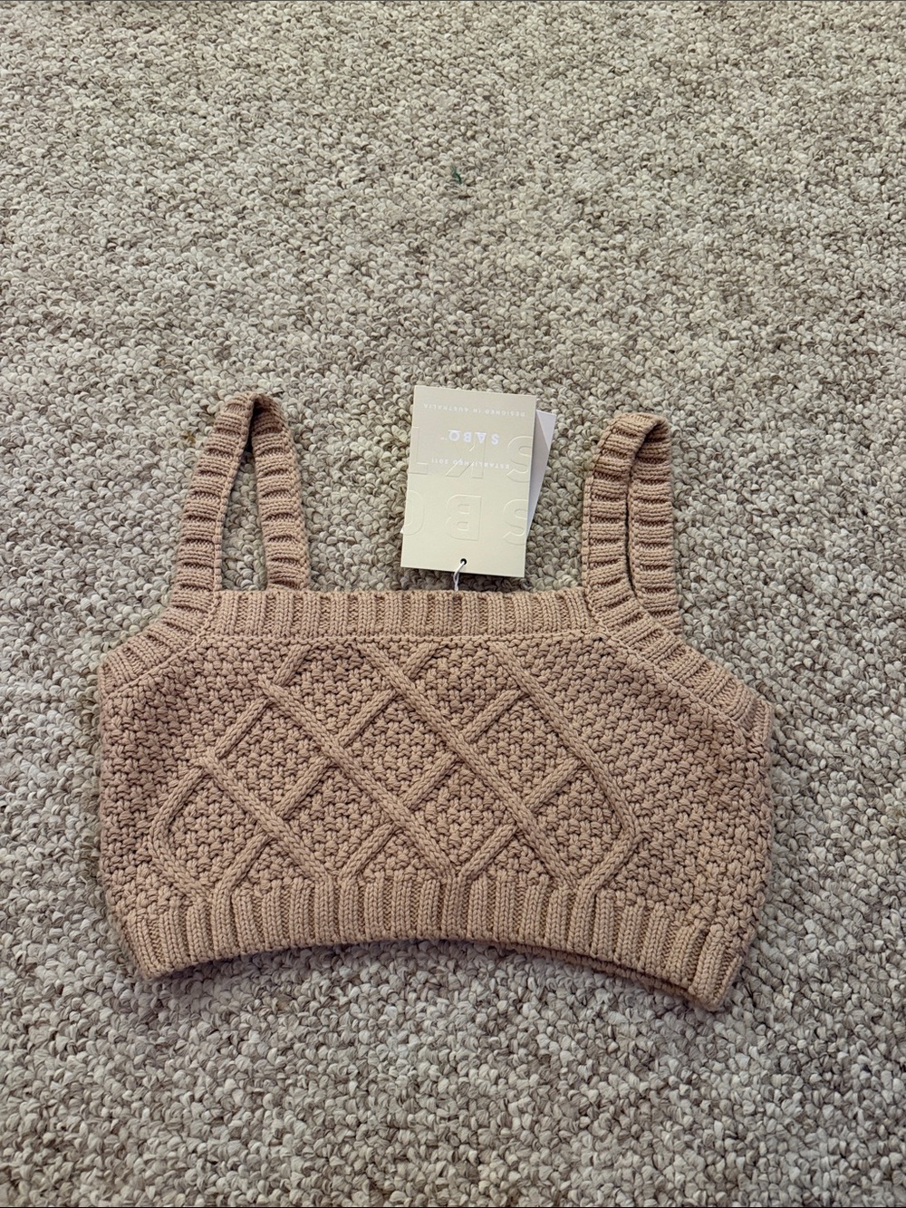 SABO Beige Knit Cropped Tank Top & matching pants